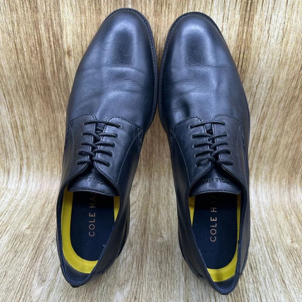 Cole Haan Hawthorne Men's Size 9.5 M Black Leather Plain Toe Dress Shoes C32351